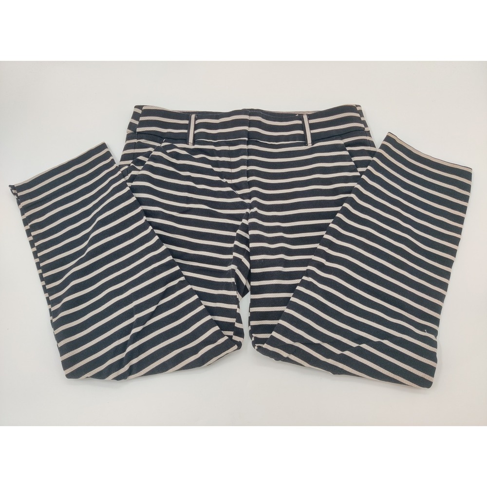 Ann Taylor Loft Marisa Black White Striped Pants Womens 6 Career Business Casual
